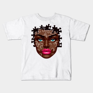 Afrocentric Woman Face Puzzle Kids T-Shirt